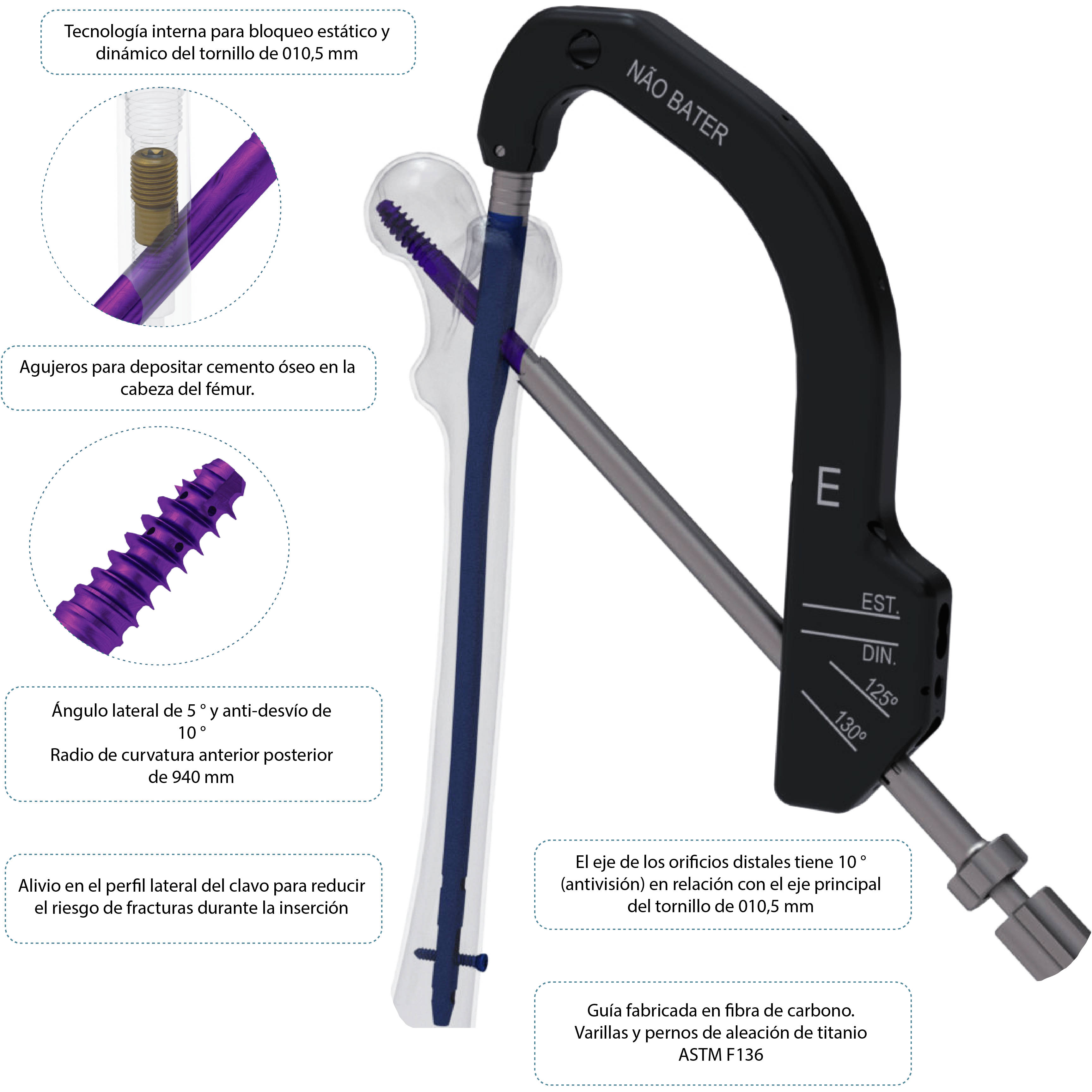 Clavo intramedular trocantéreo de 320 mm