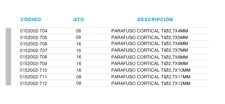 PARAFUSO CORTICAL TI Ø2,7