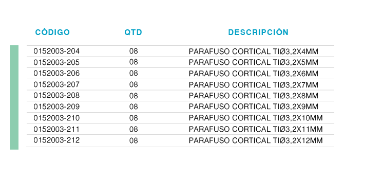 PARAFUSO CORTICAL TI Ø3,2